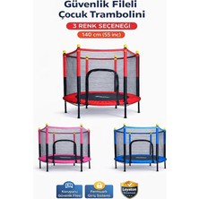 Merfi Store Güvenlik Korumalı Fileli 140 cm Özel Fermuar Güven Konforlu Çocuk Trampolini 55 Inç Trambolin