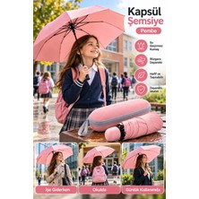TeknoKapsül Çantada Kolayca Taşınabilen Pembe Kapsül Şemsiye Kompakt ve Şık Tasarım