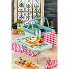 Piknik Seti | Masalı Silikon Sepet 24 Lt Kamp Çantası, Yeşil