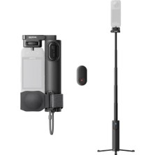 Katlanabilir 2'si 1 Arada Selfie Çubuğu Uzaktan Kiti, Görünmez Kutup ve Dahili Tripod, Uzaktan Kamera Kontrolü Için Mini Uzaktan Kumanda, INSTA360 X5, X4, X3 Aksiyon Kameralarıyla Uyumlu 1/4