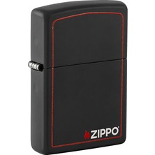 Zippo Çakmak Black Matte With Border & Logo