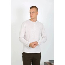 Çamaşır Kenti Erkek Penye Uzun Kol Pijama Takımı Ekru