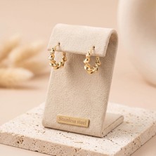 Stainless Steel 316L Çelik Gold Renk Burgu Dokulu Halka Küpe 2 cm