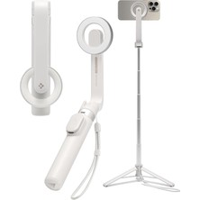 Kablosuz Bluetooth Selfie Çubuğu Magsafe ile Uyumlu Uzaktan Kumandalı Tripod / 60 cm Kolay Taşınabilir Mag Fit S571W Bej - AMP07657 (Spigen Tr Garantili)