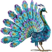 Corporation JUM232 Metal Tavus Kuşu Bahçe Heykeli, 81X30X58 Cm, Çok Renkli