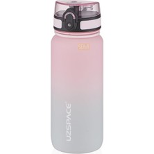 650ML Çift Renkli Sızdırmaz Bpa Içermez Kilitlenebilir Kapaklı Motivasyonel Tritan Su Matarası (Pembe-Gri)