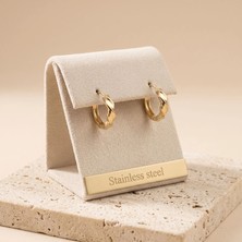 Stainless Steel 316L Çelik Gold Renk Burgu Model Halka Küpe 15MM