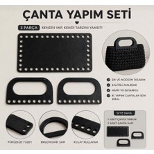 Major Hobi Çanta Yapım Seti Dikdörtgen Çanta Tabanı ve 2 Çanta Sapı 20X11 cm Siyah