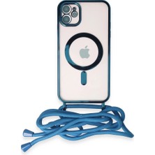 Bezos Apple iPhone 11 Uyumlu Kılıf Divo Lazer Askılı Magsafe Kapak - Sierra Blue