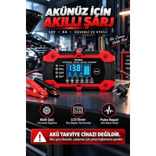 Akü Şarj Cihazı 12V 6A, LCD Ekranlı Pulse Repair, Kış Yaz Modu, Agm Lifepo4 Kurşun Asit Akü Uyumlu, Otomobil ve Motosiklet Akü Şarj Aleti 2AH-150AH – SWT-3668