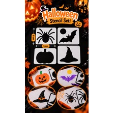 Major Hobi Halloween Mini Stencil Şablon Seti 4lü 5x6 cm – Balkabağı Yarasa Örümcek Cadı Şapkası