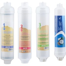 Kapalı Kasa 12 Inch Su Arıtma Cihazı Jaco Inline Filtre Seti - Son Karbon Filtreli 4' Lü Set