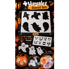 Major Hobi Hayalet Stencil Seti 19X22 cm – Halloween Yüz Ifadeli Boyama ve Dekor Şablonu