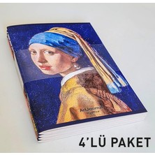 Lexroo Art Journal 4'lü Kareli A6 Defter Seti – Renkli Kapak