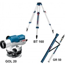 Bosch Gol 20 D+Bt 160 Tripod+Gr 500 Mira 100 Metre Optik Nivelman