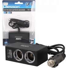 Efnaz Style Olesson 1522 12-24V Tek USB Girişli 120W 80CM Kablolu 2’li Araç Çakmak Çoklayıcı