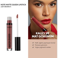 Lexroo Cosmetics Matte Queen Lipstick 11 Lady Brown Kalıcı Likit Ruj, Kahverengi