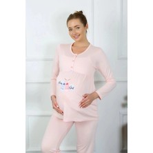 Çamaşır Kenti Kadın Uzun Kol Hamile Lohusa Pijama Takımı Pudra