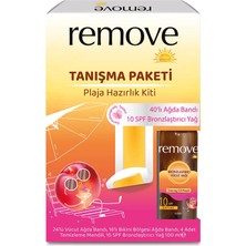 5 Adet Remove Care Tanışma Paketi Plaja Hazırlık Kiti: 40 Lı Vücut Ağda Bandı + 10 Spf Bronzlaştırıcı Yağ 100 ml