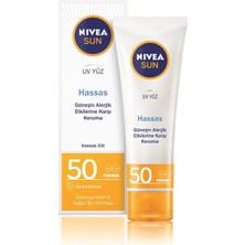 Nivea Sun Hassas Yatıştıran Nemlendirici Güneş Yüz Kremi Spf 50 Çok Yüksek Güneş Koruma 50 ml