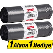 3 Adet Koroplast Çöp Torbası Eko Endüstriyel Battal Boy 72 cm x 95 cm Siyah 10'lu Paket - 1  Alana 1 Hediye