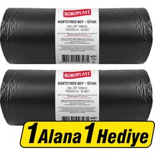 3 Adet Koroplast Endüstriyel Çöp Torbası Konteyner Boy 120 cm x 150 cm Siyah 10'lu Paket - 1 Alana 1 Hediye