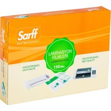 5 Adet Sarff Laminasyon Filmi 150 Mikron Şeffaf A5 100 Lü Kutu