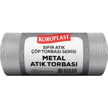 5 Adet Koroplast Metal Atık Çöp Torbası Jumbo Boy 80 cm x 110 cm Açık Gri 10'lu Paket