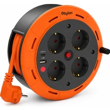 Makaralı Uzatma Kablosu, 5 Metre 3x1 Mm² Kablo Kesiti, 4'lü Schuko Topraklı Priz, USB ve Type C