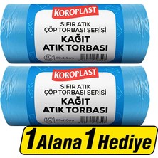 4 Adet Koroplast Kağıt Atık Çöp Torbası Jumbo Boy 80 cm x 110 cm Mavi 10'lu Paket - 1 Alana 1 Hediye