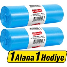 4 Adet Koroplast Çöp Torbası Eko Endüstriyel Jumbo Boy 80 cm x 110 cm Mavi 10'lu Paket - 1 Alana 1 Hediye
