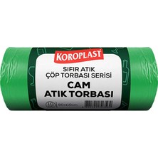 2 Adet Koroplast Cam Atık Çöp Torbası Jumbo Boy 80 cm x 110 cm Yeşil 10'lu Paket
