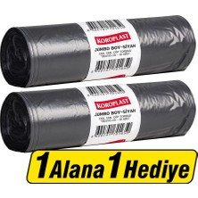 Koroplast Ekonomik Sanayi Çöp 80 cm x 110 cm Torbası Jumbo Boy Siyah 10'lu Paket - 1 Alana 1 Hediye