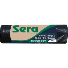 4 Adet Sera Endüstriyel Extra Güçlü Çöp Torbası Büyük Boy 65 cm x 80 cm Siyah 10'lu Paket