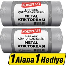 4 Adet Koroplast Metal Atık Çöp Torbası Jumbo Boy 80 cm x 110 cm Açık Gri 10'lu Paket 1 Alana 1 Hediye