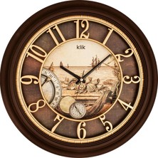 5 Adet Klik Babil Duvar Saati 46 cm Dekoratif Kalyon Desenli