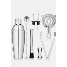 Burada Bulabilirsin Paslanmaz Çelik Kokteyl Shaker Seti, Karıştırma Kaşığı, Süzgeç, Jigger, Muddler ve Şişe Tıpası ile 8 Parça Bar Seti 500 cl