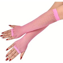 Magicool 80’ler 90’lar Retro Neon Pembe File Parmaksız Eldiven 26 cm
