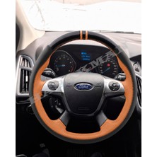 Hasakman Ford C-Max Dikme Direksiyon Kılıfı Parlak Siyah Taba Detaylı Taba Çift Yüzük ve Dikiş 2010-2019