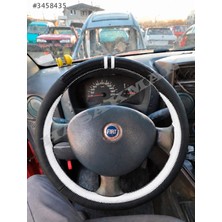 Hasakman Fiat Palio Dikme Direksiyon Kılıfı Parlak Siyah Beyaz Detaylı Beyaz Çift Yüzük ve Dikiş 2002-2012
