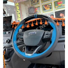 Hasakman Ford Transit Dikme Direksiyon Kılıfı Parlak Siyah Mavi Detaylı Mavi Çift Yüzük ve Dikiş 2020-2026