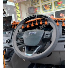 Hasakman Ford Transit Dikme Direksiyon Kılıfı Parlak Siyah Gri Detaylı Gri Çift Yüzük ve Dikiş 2020-2026