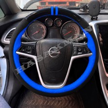 Hasakman Opel Meriva B Dikme Direksiyon Kılıfı Parlak Siyah Mavi Detaylı Mavi Çift Yüzük ve Dikiş 2010-2017