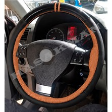 Hasakman Vw Eos Dikme Direksiyon Kılıfı Parlak Siyah Taba Detaylı Taba Çift Yüzük ve Dikiş 2006-2010