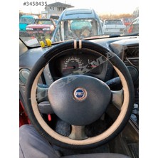 Hasakman Fiat Strada Dikme Direksiyon Kılıfı Parlak Siyah Bej Detaylı Bej Çift Yüzük ve Dikiş 2002-2012