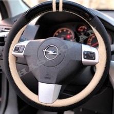 Hasakman Opel Meriva A Dikme Direksiyon Kılıfı Parlak Siyah Bej Detaylı Bej Çift Yüzük ve Dikiş 2006-2010