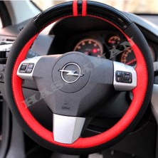 Hasakman Opel Combo C Dikme Direksiyon Kılıfı Parlak Siyah Kırmızı Detaylı Kırmızı Çift Yüzük ve Dikiş 2006-2011