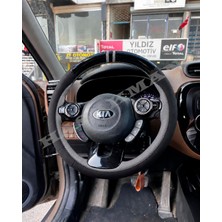 Hasakman Kia Niro De Dikme Direksiyon Kılıfı Parlak Siyah Gri Detaylı Gri Çift Yüzük ve Dikiş 2016-2019