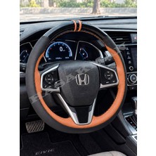 Hasakman Honda Civic Fk7 Dikme Direksiyon Kılıfı Parlak Siyah Taba Detaylı Taba Çift Yüzük ve Dikiş 2016-2021
