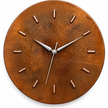 Copper Empire 30 cm Kabartmalı Paslı Bakır Duvar Saati Kişiselleştirilebilir Dekoratif Metal Saat